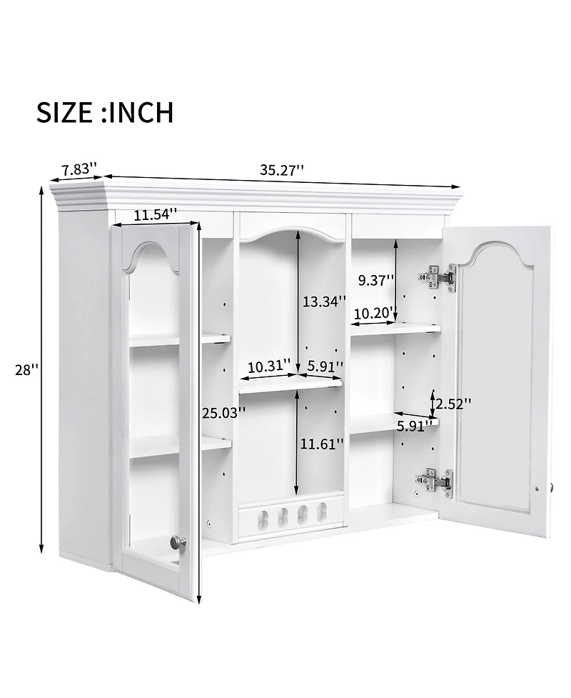 Busdays Wall Mounted Medicine Cabinet Bathroom Cabinet 2 Glass Doors Over Toilet Space Saver Storage