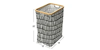 Household Essentials Bamboo Rimmed Rectangular Krush Container Hamper with Cutout Handles