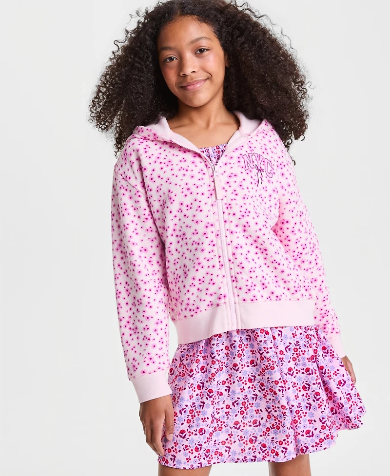 Epic Threads Girls' Xs-xl Nyc Bow Printed Zip Fleece Hoodie, Macy's Exclusive