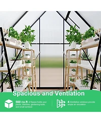 gaomon 6'X4' Aluminum-Framed Polycarbonate Greenhouse, Heavy Duty Greenhouse with Quick Setup Structure and Roof Vent