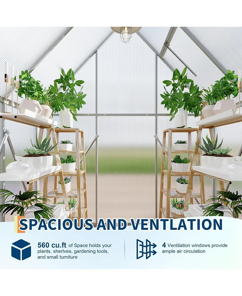 gaomon 6'X4' Aluminum-Framed Polycarbonate Greenhouse, Heavy Duty Polycarbonate Greenhouse with Quick Setup Structure and Roof Vent