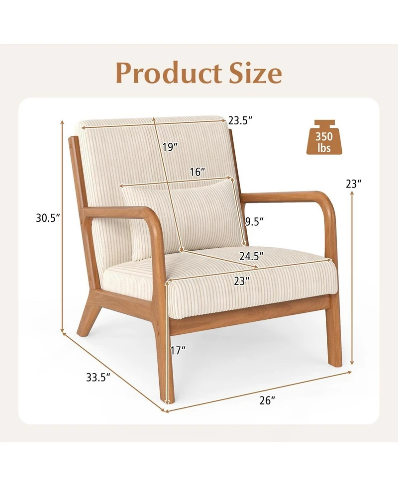 Slickblue Accent Lounge Chair Corduroy Fabric with Lumbar Pillow Support