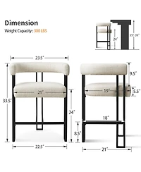 Maison Boucle 24" Upholstered Counter Height Stools Set of 6, Kitchen