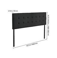 Sugift Queen Headboard Adjustable Height Diamond Tufted Linen Upholstered