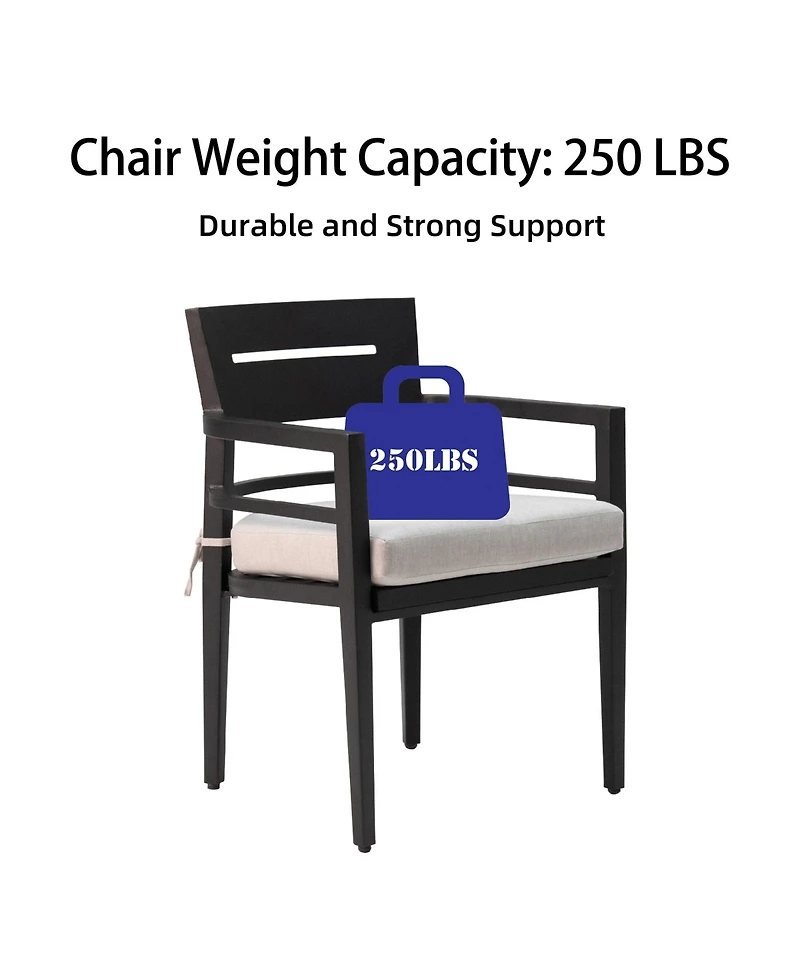 Flynama 5-Piece Outdoor Patio Aluminum Furniture, including 4 Dining Chairs Sunbrella Fabric Cushioned with Umbrella Hole