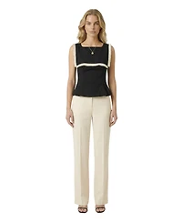 Modenaire Women's Sleeveless Ruffle-Trim Peplum Top