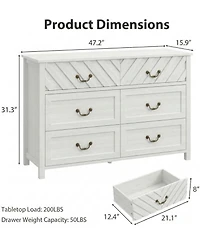 gaomon Tv Stand with 6 Drawers, Modern Media Console Cabinet with 3D v-Pattern Front, Wooden Entertainment Center with Storage for Living Room