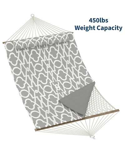 gaomon 2 in 1 Outdoor Hammock with Cotton Rope and Polyester Pad for Patio, Backyard, Garden