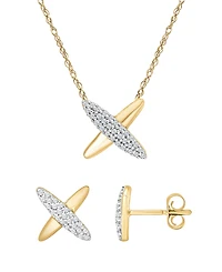 Wrapped Diamond X Shape Necklace (1/10 ct. t.w.) in 10k Yellow Gold