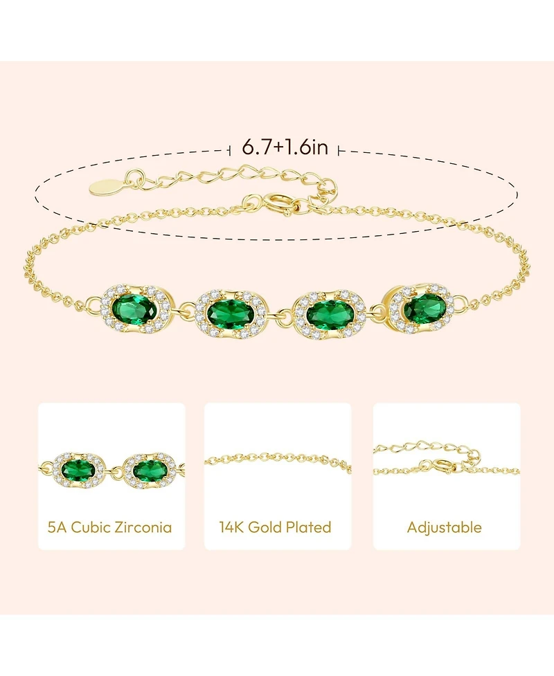 Gnuadz Birthstone Bracelet Women Dainty Link Jewelry Gift