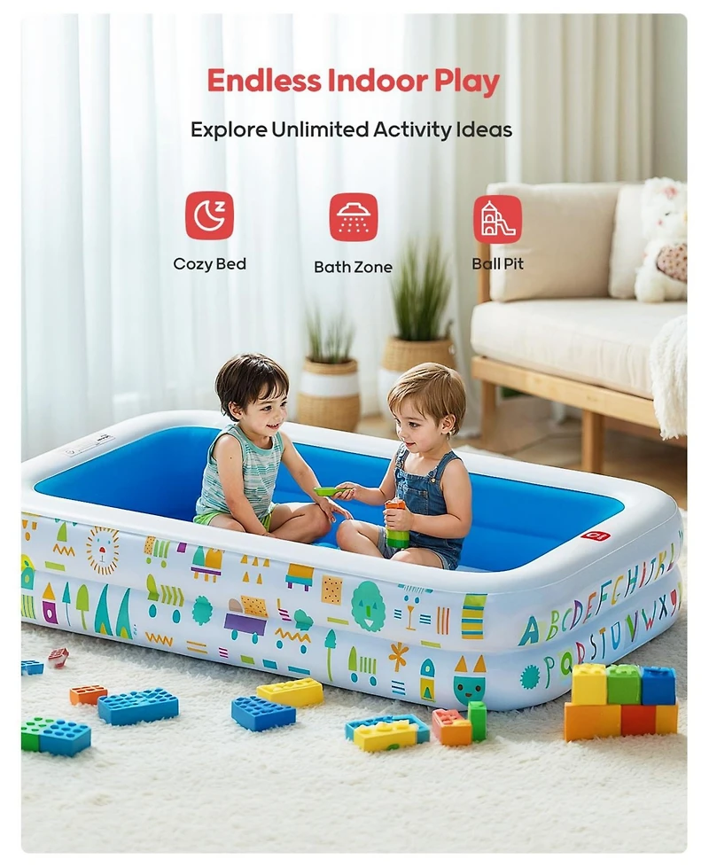 Gnuadz Inflatable Kiddie Pool Ball Pit Educational Alphabet Number Soft Floor Fun