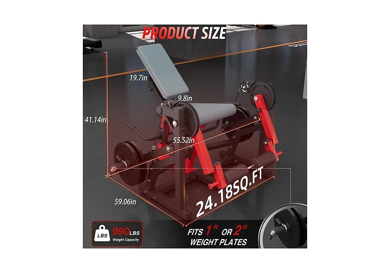 Aecojoy Leg Extension and Curl Lower Body Workout Machine Convertible Seated Extension and Lying Curl Bench