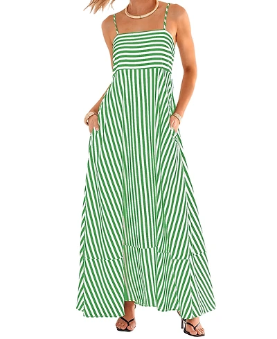 Cupshe Women's Subtle Lines Striped Maxi Beach Dress