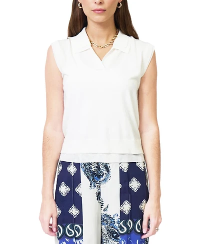 Central Park West Women's Brooklyn Sheer Double Layer Twofer Polo