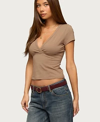 Edikted Women's Merinda V Neck T Shirt