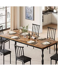 gaomon Dining Room Table 6, 70.9'' Mid Century Kitchen Furniture with Metal Frame Heavy Duty Legs, Waterproof Industrial Rectangle