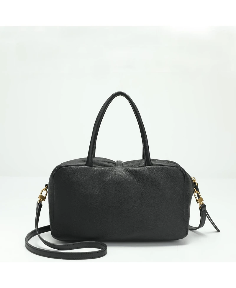 Susu Madison Soft Pebbled Leather Mini Top Handle Satchel Crossbody Bag Small Structured Camera Handbag