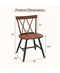 Slickblue Set of 2 Farmhouse Dining Chairs with Solid Rubber Wood Frame for Kitchen and Room