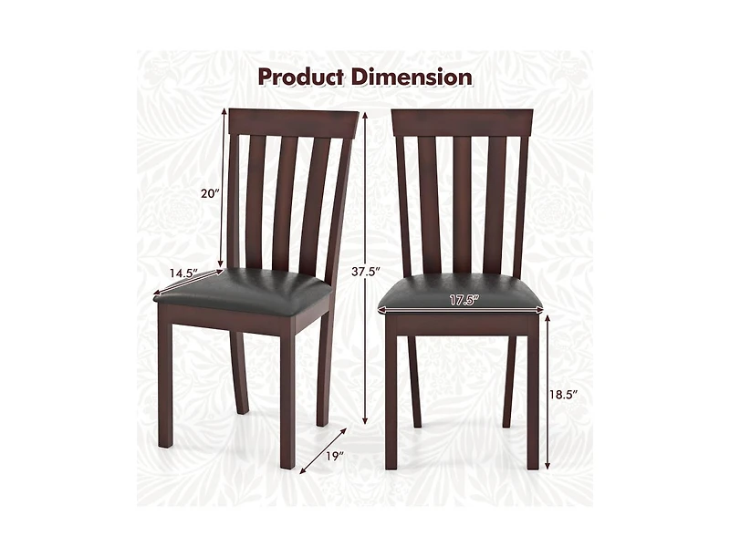 Slickblue Wooden Kitchen Dining Chairs Set of 2 with Upholstered Seat