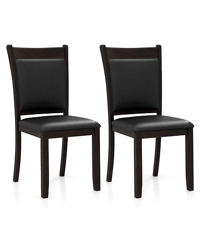 Slickblue Set of 2 Faux Leather Dining Side Chairs with Cushioned Seat for Kitchen and Dining Room