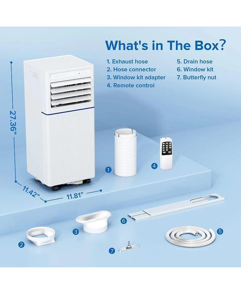 Cowsar 8,000 Btu Portable Ac with Fan, Dehumidifier, Remote