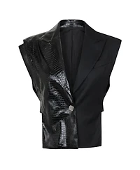 Modenaire Women's Mixed Texture Sleeveless Blazer