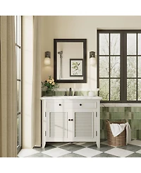 Apmir 24" x 32" Inch Thick Metal Framed Wall Mirrors for Bedroom