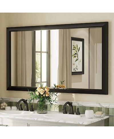 Apmir 55" x 32" Inch Thick Metal Framed Wall Mirrors for Bedroom