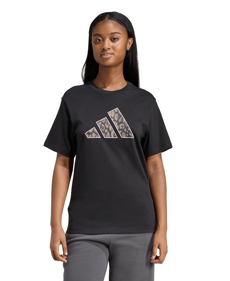 adidas Women's Animal Print Short-Sleeve Cotton T-Shirt