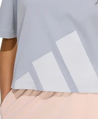 adidas Women's Cotton Logo Boxy Short-Sleeve T-Shirt