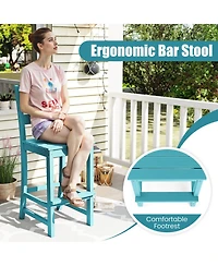 Sugift 30 in Counter Height Hdpe Bar Stool with Backrest and Footrest