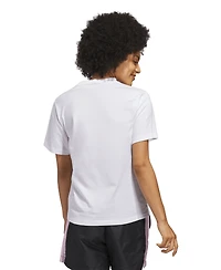 adidas Women's Gingham Big Logo Graphic Crewneck Cotton T-Shirt