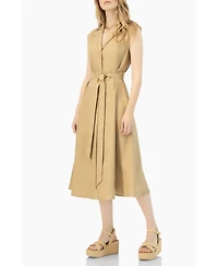 Ivonne Women's Long Linen Dress with Waist Tie