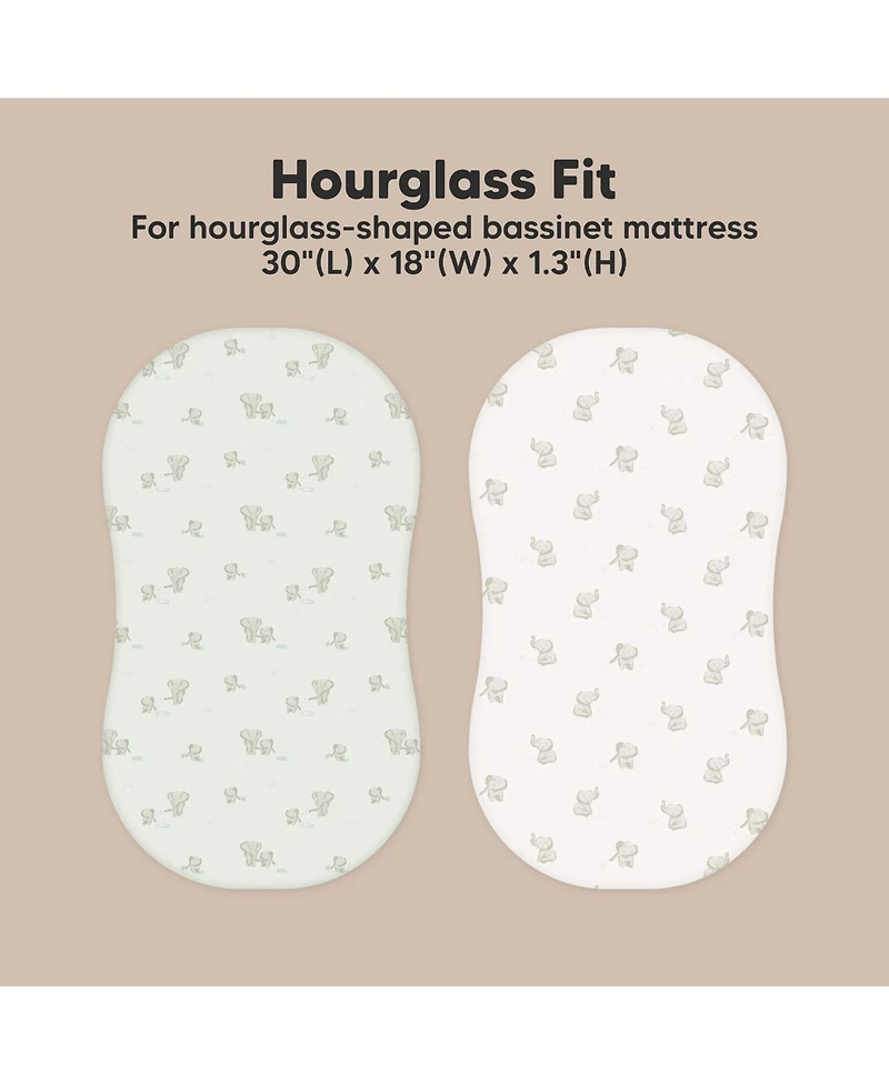 KeaBabies Soft Soothe Organic Cotton 2 Pack Bassinet Sheets, Halo BassiNest Hourglass 30" x 18"