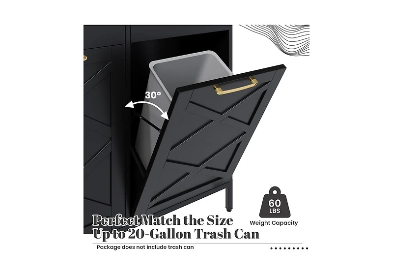 Aecojoy Double Tilt Out Trash Can Cabinet, 20 Gallon Metal Proof with 2 Drawers