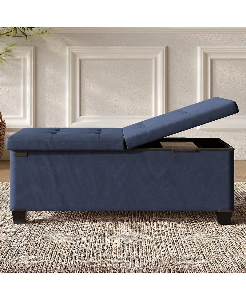 Nestl 43 Inch Leatherette or Fabric Finish Ottoman Storage Bench with Storage Bins
