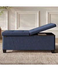 Nestl 43 Inch Leatherette or Fabric Finish Ottoman Storage Bench with Storage Bins