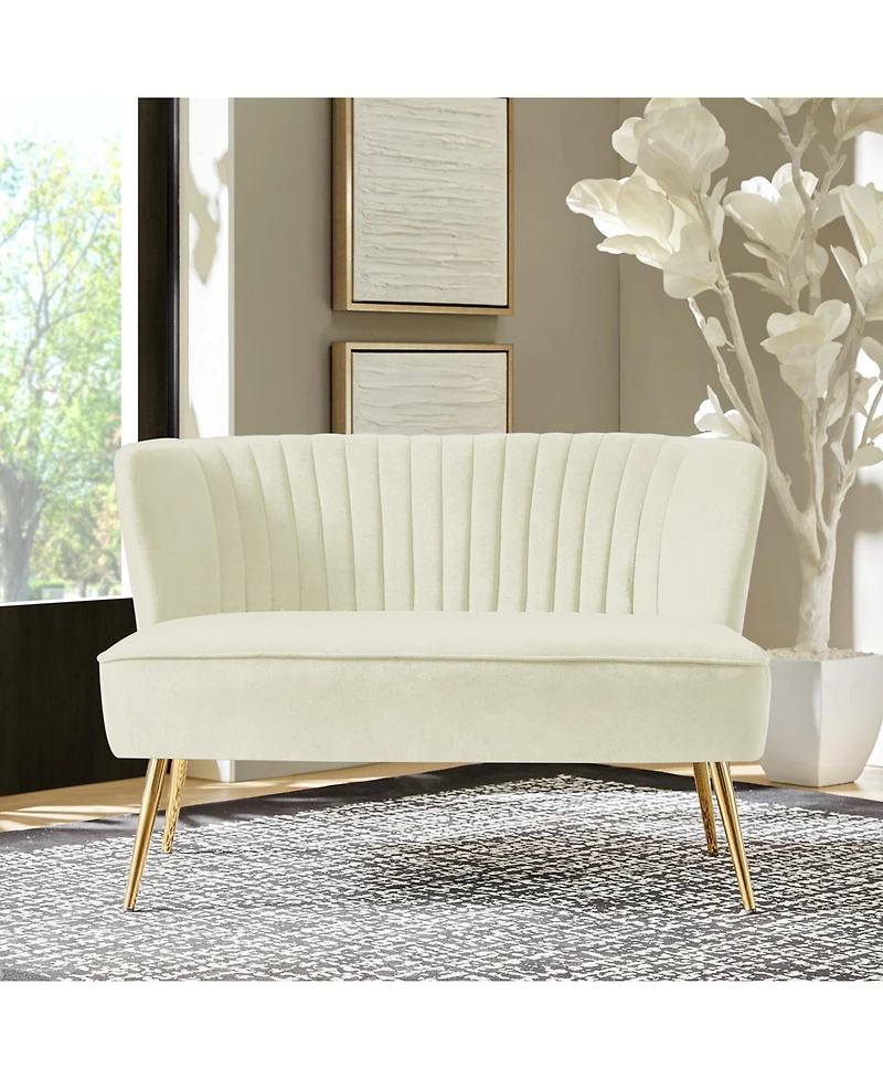 Hulala Home Euclid 47" Contemporary Velvet 2-Seat Armless Loveseat Sofa