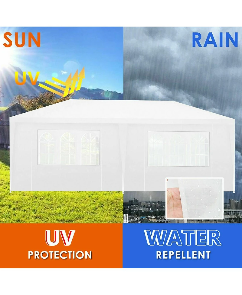 Gymax 10'x20' Outdoor Canopy Weather-resistant Tent Wedding Party Tent 6 Sidewalls W/Carry Bag