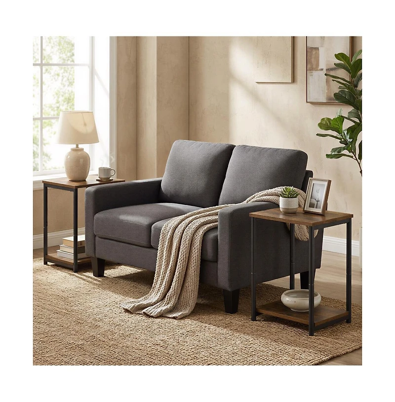 Slickblue 2 Tier Side Tables Set for Living Room Bedroom Storage Shelf