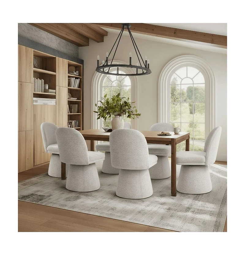 Maison Boucle Swivel Upholstered Dining Chairs Set of 2, Modern Fabric Side Chairs