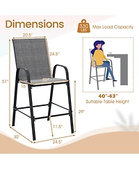 Sugift 29 in Fabric Bar Height Patio Stools Set of 2 with Armrests