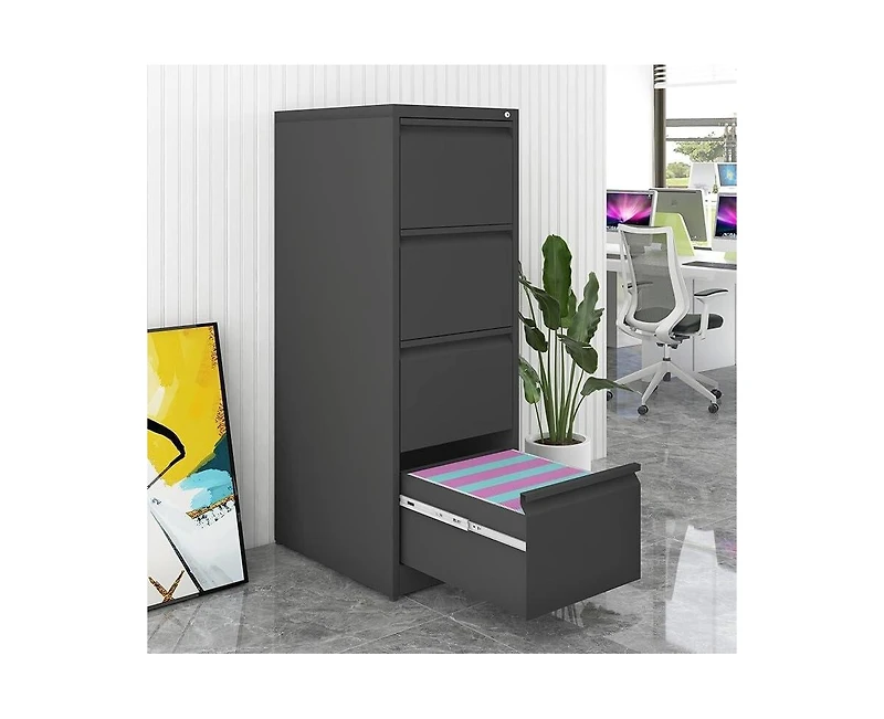 gaomon 4 Drawer Filing Cabinet, Metal Vertical File Cabinet with Lock for Home Office, Heavy Duty Storage for Letter/Legal/A4/F4 Size Files