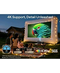 Aurzen Portable Movie Projector with Google Tv Built-in, 500 Ansi Lumens, 4K Support, 20W Speakers with DoIby Audio, Tof Auto Focus