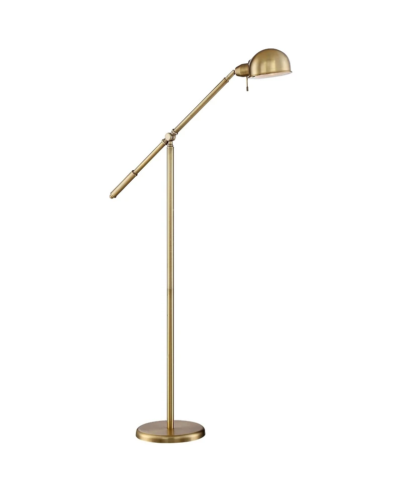 360 Lighting Traditional Pharmacy Floor Lamp with Usb Charging Port 55" Tall Brass Dome Shade Adjustable Arm for Living Room Reading