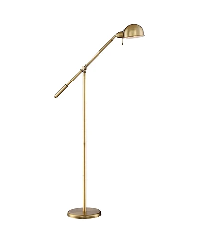 360 Lighting Traditional Pharmacy Floor Lamp with Usb Charging Port 55" Tall Brass Dome Shade Adjustable Arm for Living Room Reading