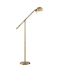 360 Lighting Traditional Pharmacy Floor Lamp with Usb Charging Port 55" Tall Brass Dome Shade Adjustable Arm for Living Room Reading