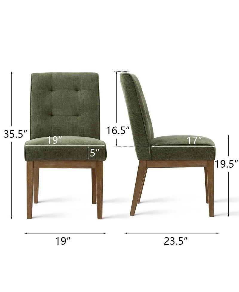 Maison Boucle abric Upholstered Dining Chairs Set of 2, High Back, Solid Wood