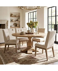 Maison Boucle abric Upholstered Dining Chairs Set of 2, High Back, Solid Wood