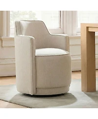 Maison Boucle Swivel Home Office Chair, Fabric Upholstered Barrel Desk 1 Pc